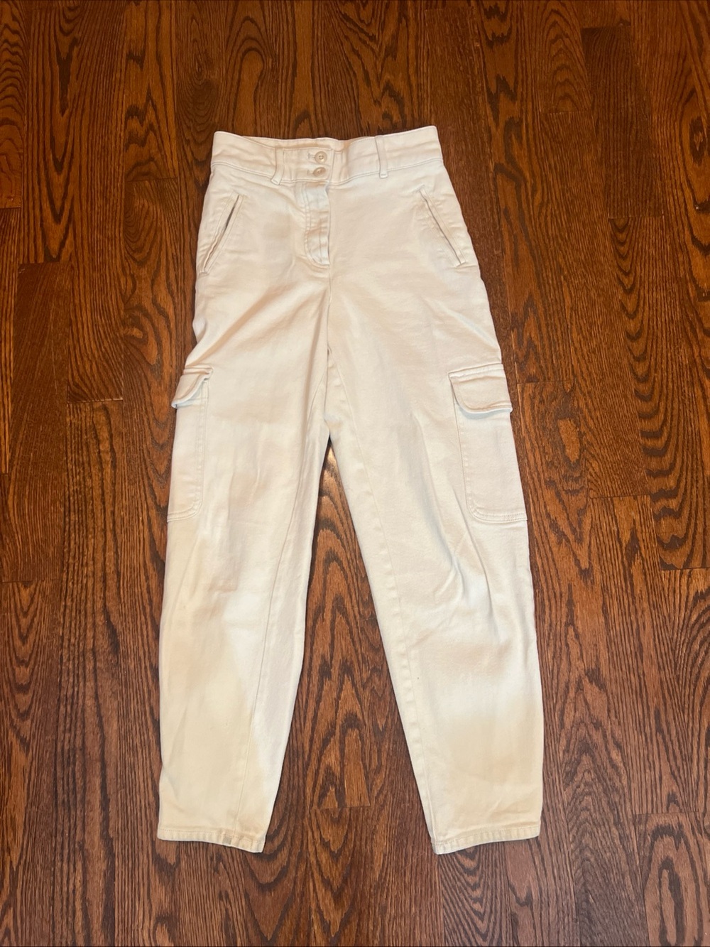 Wilfred Free Cargo Pants Cream Ivory Light Denim Cotton Size 2 Casual